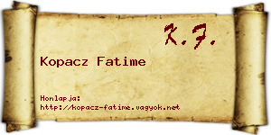 Kopacz Fatime névjegykártya